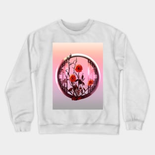 Pretty orange red ikebana watercolor chrysanthemums Crewneck Sweatshirt